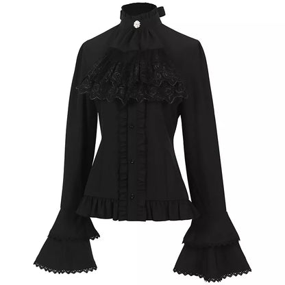 Women's Victorian Top Medieval Ruffled Shirt