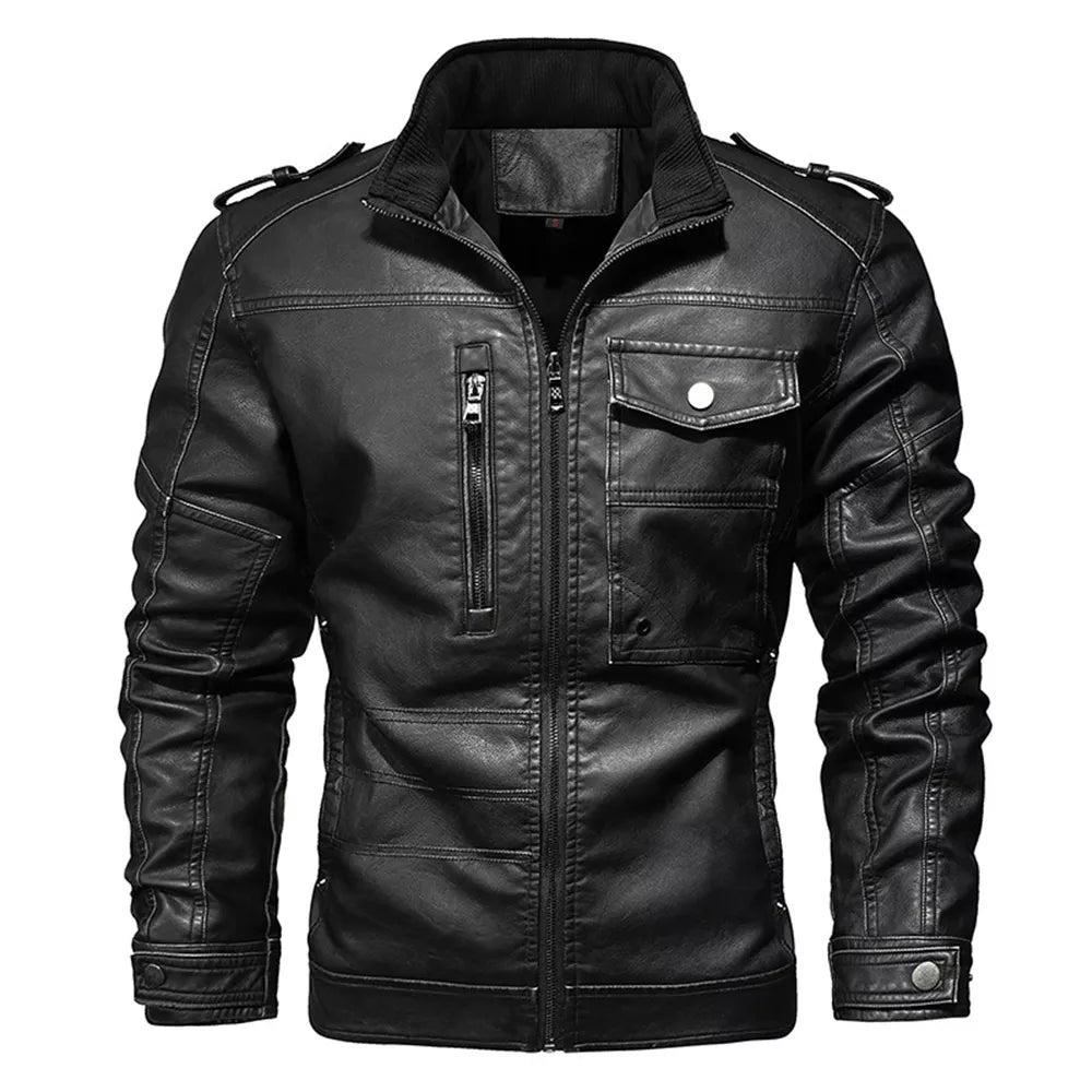 Mens Faux Leather Jacket Lightweight Fashion Motorcycle Leather Jackets Coat