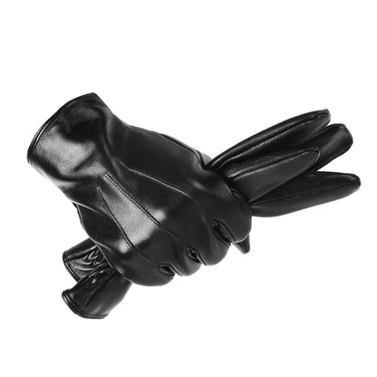 Men's Genuine Leather Gloves with Fleece Lining