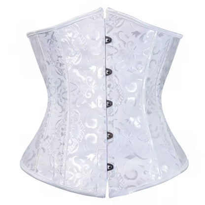 Victorian Underbust Corset with Lace-Up Back and Front Busk Closure