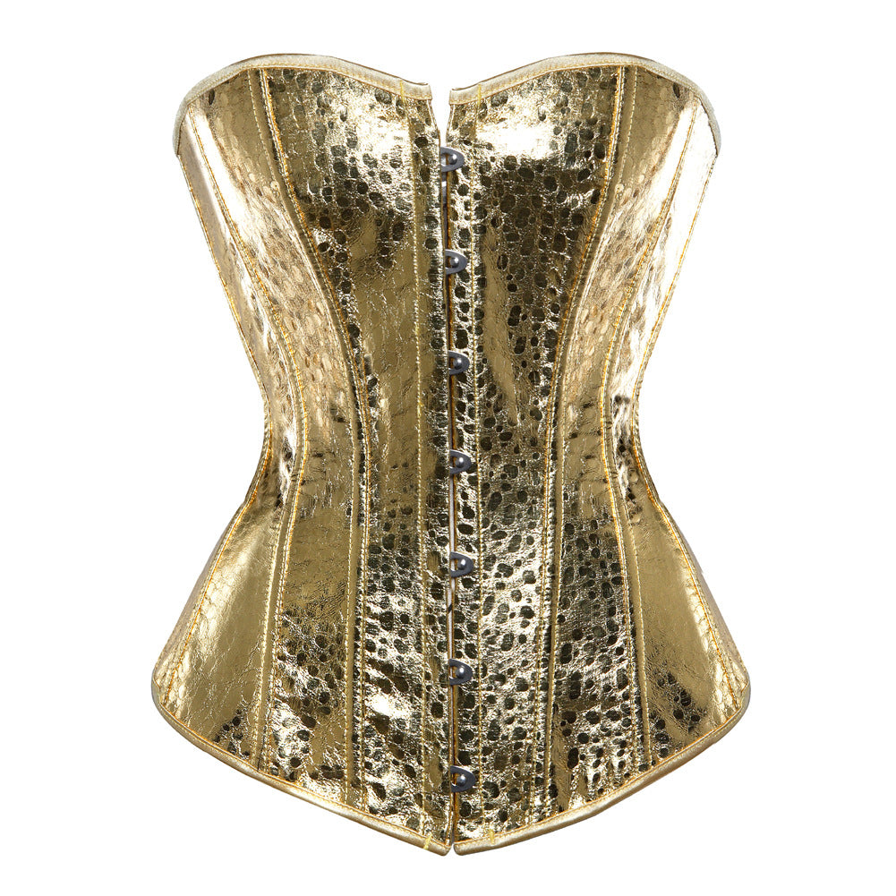 Gold Overbust Corset with Steel Boning and Lace-Up Back