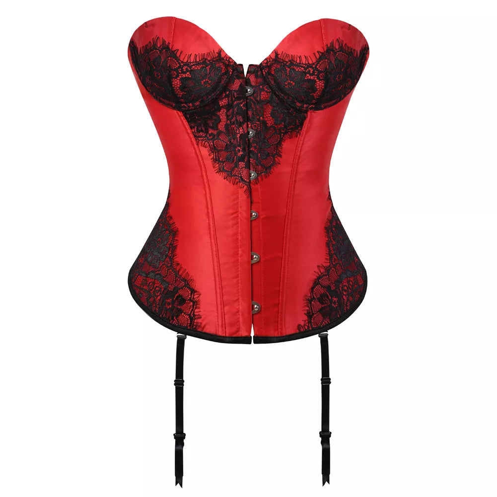 Silk Corsets with Black Lace and Garters