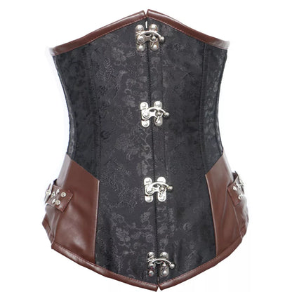 Steampunk Underbust Corset Gothic Corset with Antique Brass Clasp