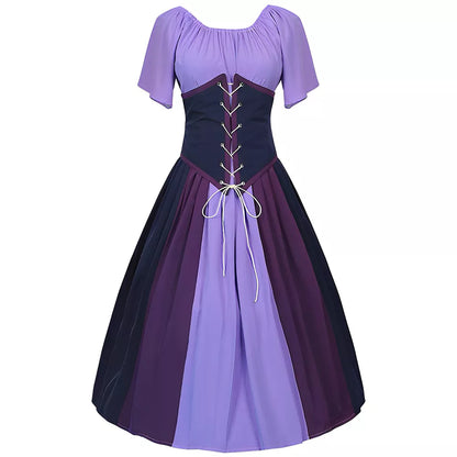 Women's Plus Size Medieval Color-Block Victorian Off-Shoulder Dress