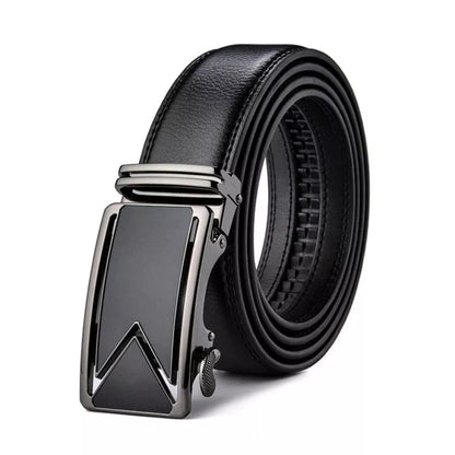 Men's Cowhide Leather Belt with Monogrammed 'M' Automatic Buckle