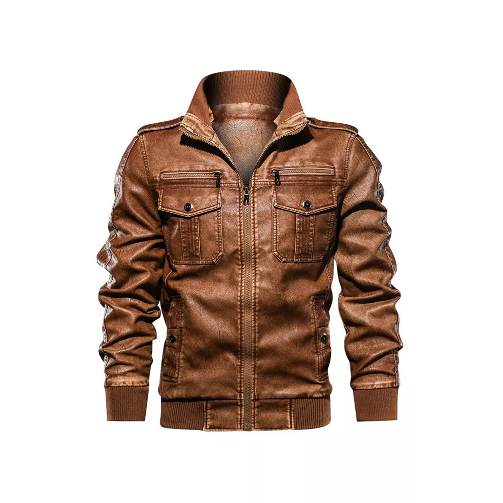 Men's Lightweight Faux Leather Biker Jacket | Trendy Moto Style