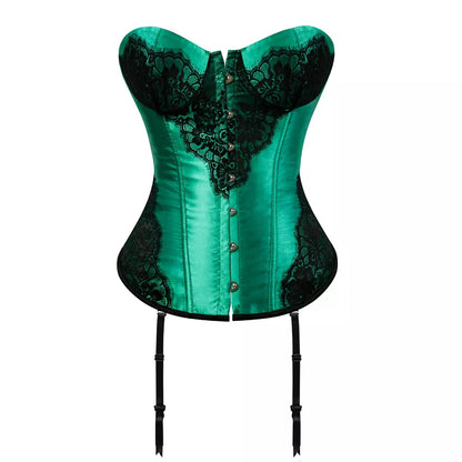 Silk Corsets with Black Lace and Garters