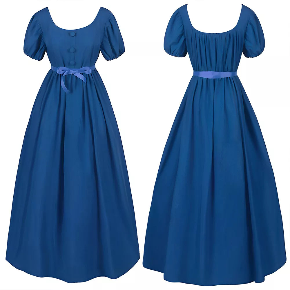 Women's Victorian Era Tea Dress Vintage Regency Gown High-Waisted Ball Gown