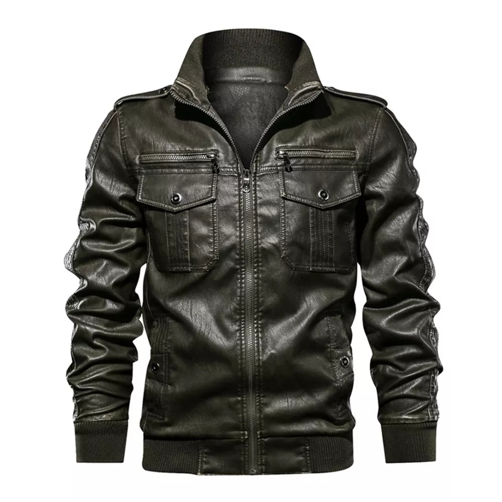 Men's Lightweight Faux Leather Biker Jacket | Trendy Moto Style