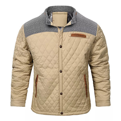 Men's Color Block Cotton Jacket with Corduroy Pocket Outerwear