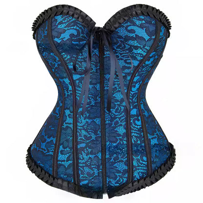 Lace Up Corset Overbust Corset with Satin Ribbon Accents