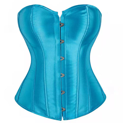 Silk Corset Overbust Corset with Steel Boning and Lace-Up Back