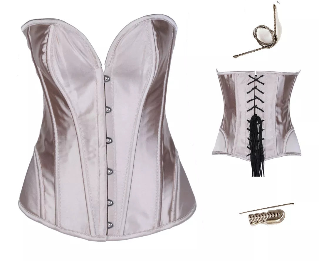 Classic Satin Overbust Corset with Steel Boning and Sweetheart Neckline