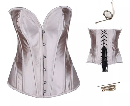 Classic Satin Overbust Corset with Steel Boning and Sweetheart Neckline