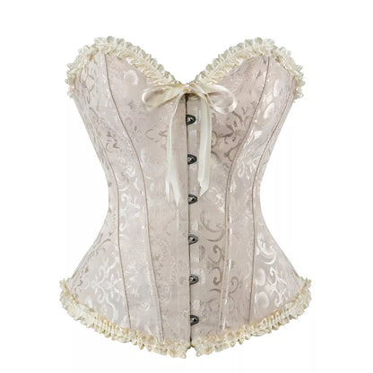 Lacing Corset Top Overbust Corset Bustier with Steel Boning