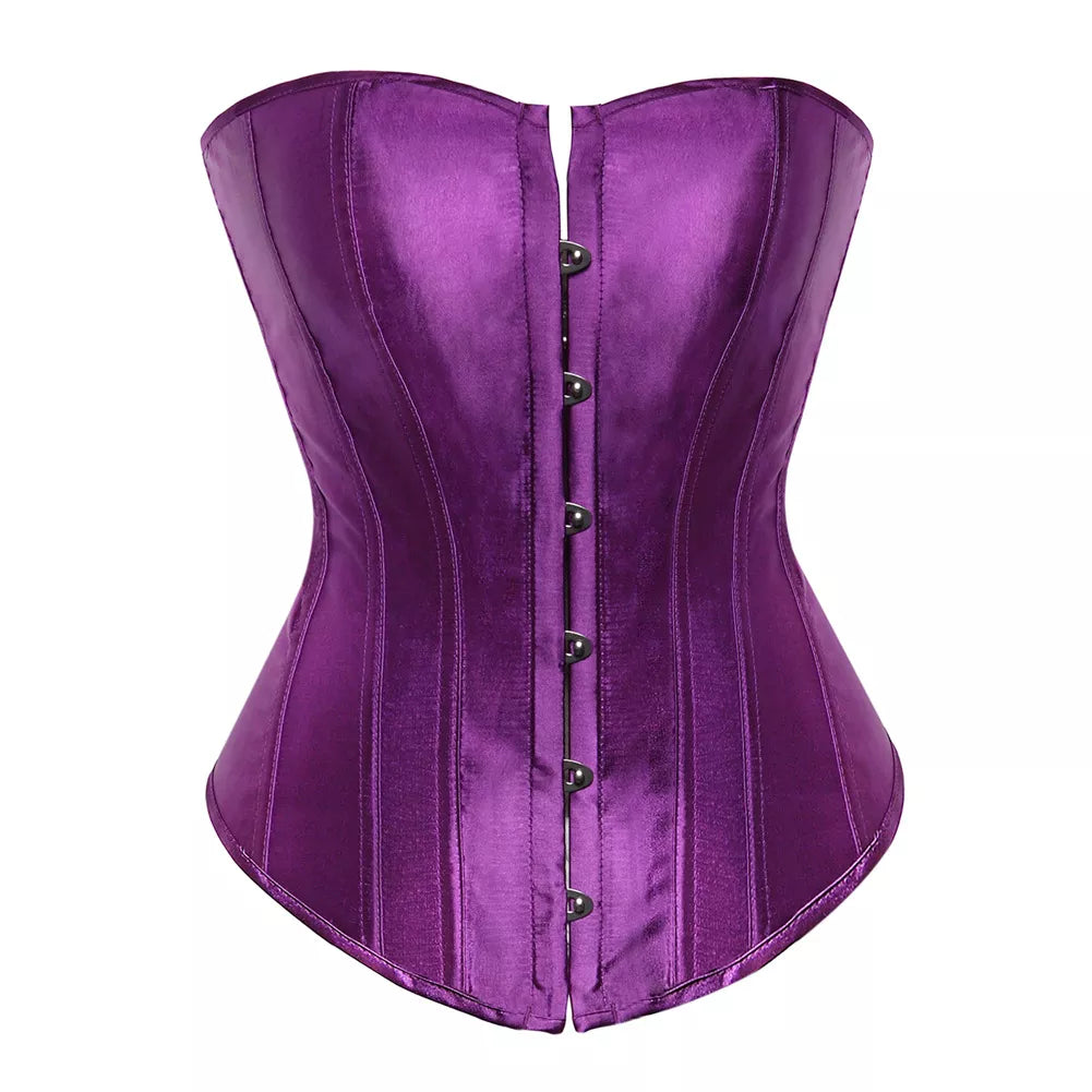 Classic Satin Overbust Corset Top with Steel Boning