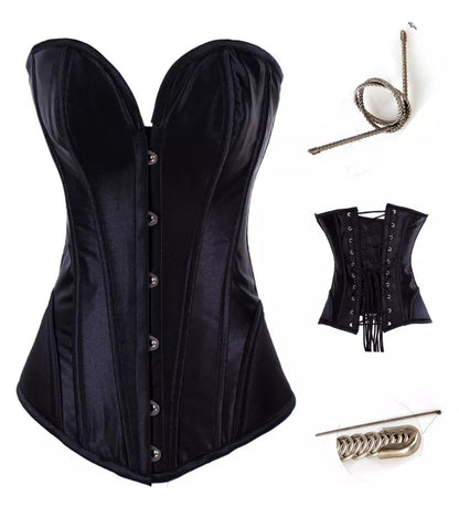 Classic Satin Overbust Corset with Steel Boning and Sweetheart Neckline