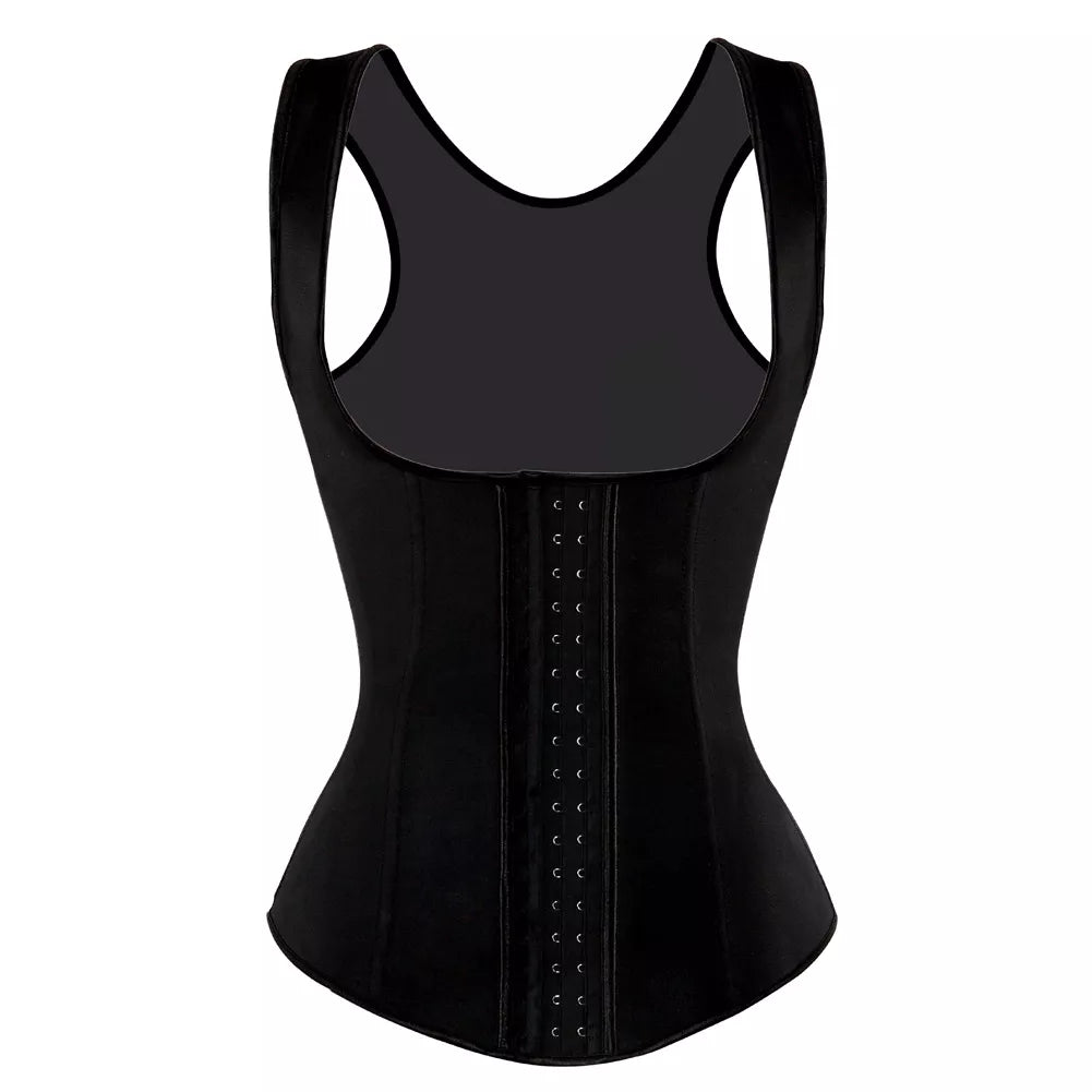 Waist Trainer Vest with Hook-and-Eye Closure and Shoulder Straps