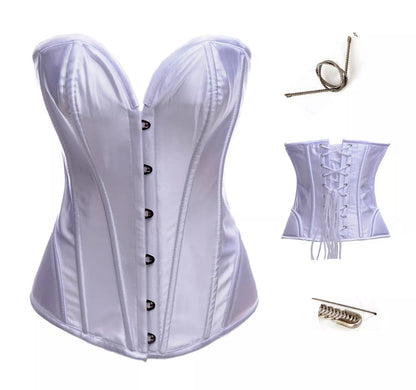 Classic Satin Overbust Corset with Steel Boning and Sweetheart Neckline