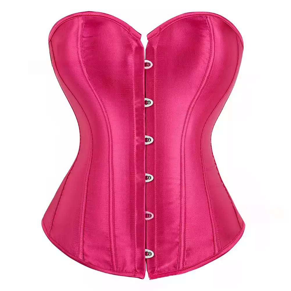 Silk Corset Overbust Corset with Steel Boning and Lace-Up Back