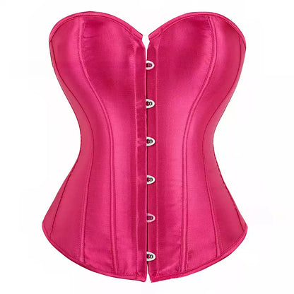 Silk Corset Overbust Corset with Steel Boning and Lace-Up Back