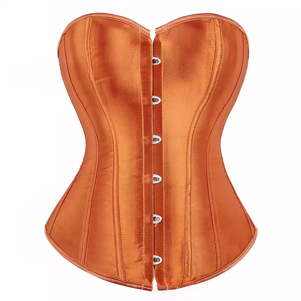 Silk Corset Overbust Corset with Steel Boning and Lace-Up Back