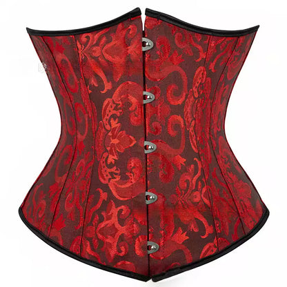 Victorian Underbust Corset with Lace-Up Back and Front Busk Closure