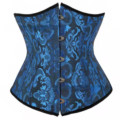 Victorian Underbust Corset with Lace-Up Back and Front Busk Closure