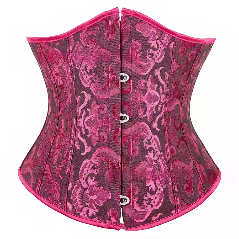 Classic Brocade Underbust Corset with Adjustable Lace-Up Back and Secure Front Busk