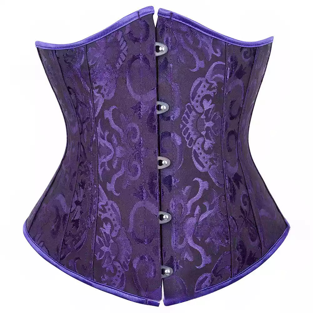 Classic Brocade Underbust Corset with Adjustable Lace-Up Back and Secure Front Busk