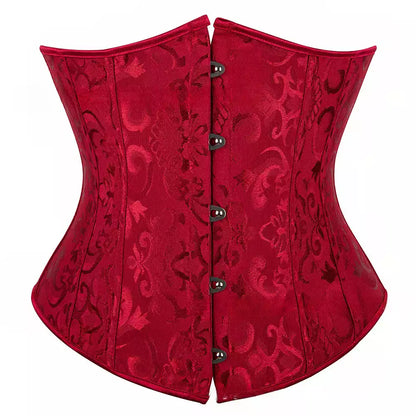 Steampunk-Inspired Underbust Corset with Intricate Lace-Up Back and Front Busk Closure