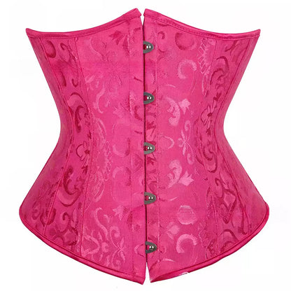 Steampunk-Inspired Underbust Corset with Intricate Lace-Up Back and Front Busk Closure