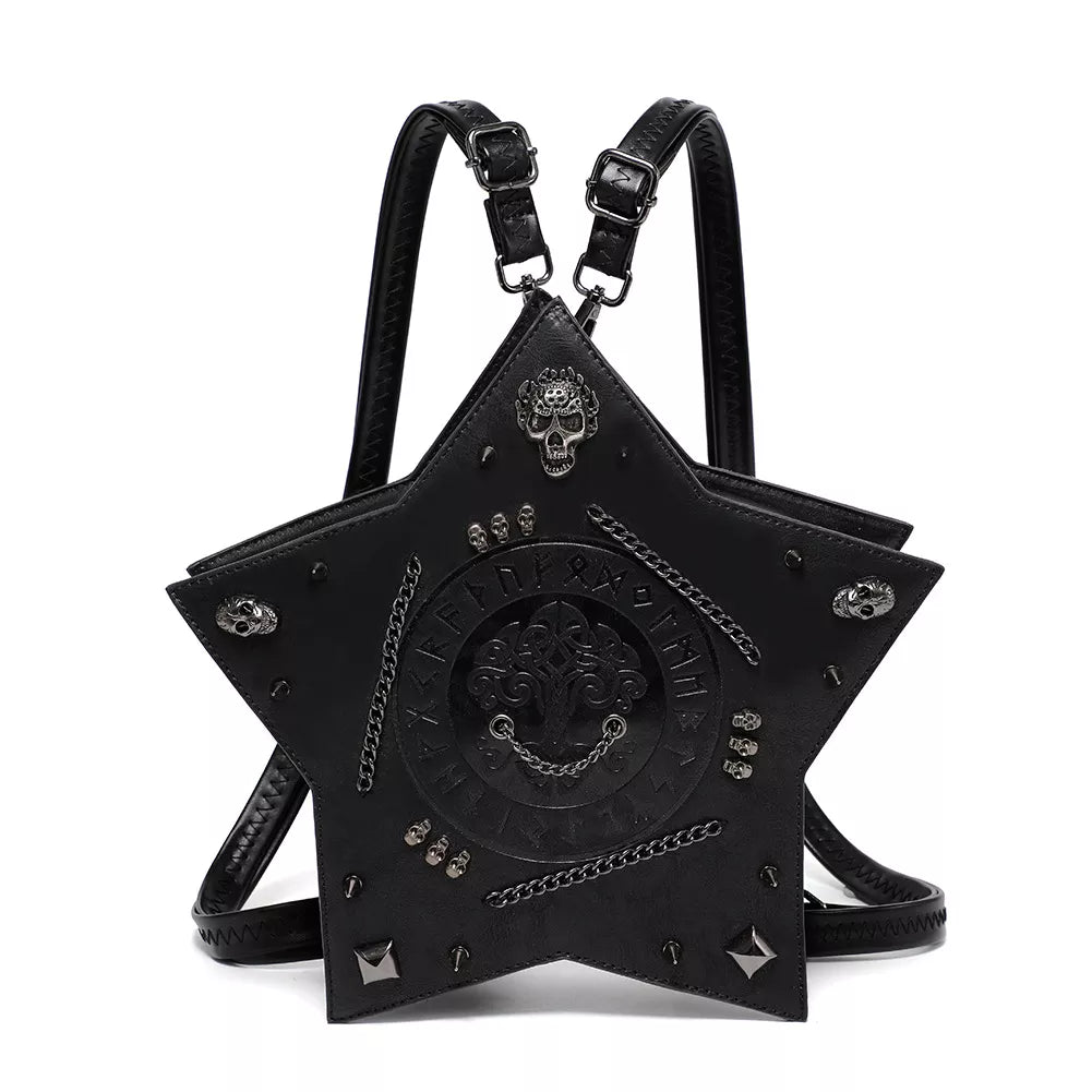 Gothic Punk Embossed Women's Backpack and Crossbody Bag